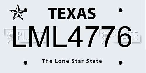LML4776 Texas License Plate