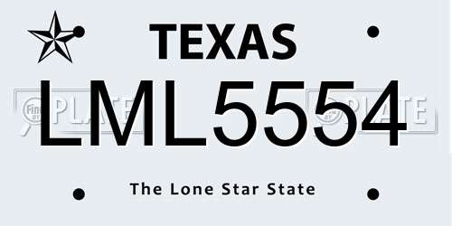LML5554 Texas License Plate