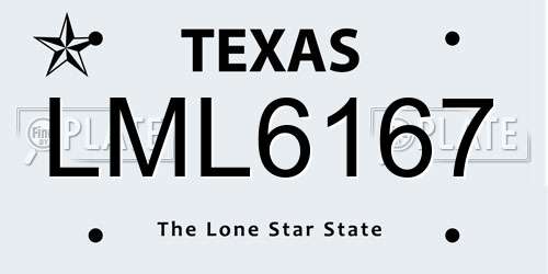 LML6167 Texas License Plate