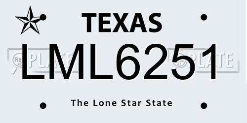 LML6251 Texas License Plate