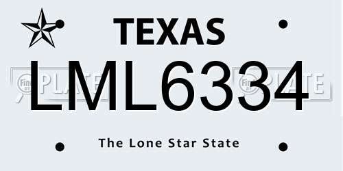 LML6334 Texas License Plate