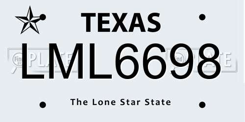 LML6698 Texas License Plate