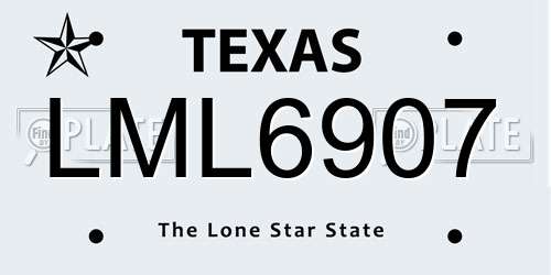 LML6907 Texas License Plate