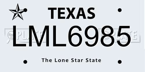 LML6985 Texas License Plate