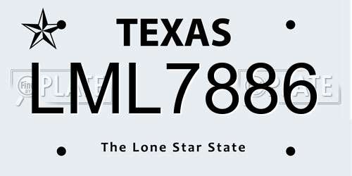LML7886 Texas License Plate