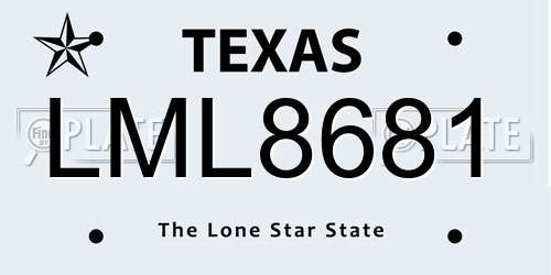 LML8681 Texas License Plate