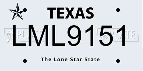 LML9151 Texas License Plate