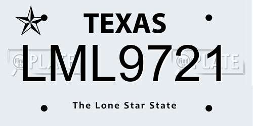 LML9721 Texas License Plate