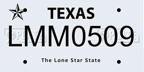LMM0509 Texas License Plate