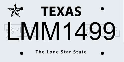 LMM1499 Texas License Plate