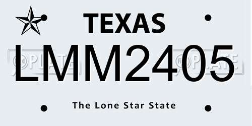 LMM2405 Texas License Plate