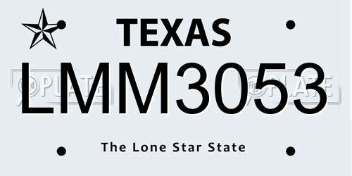 LMM3053 Texas License Plate