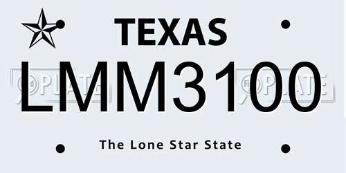 LMM3100 Texas License Plate