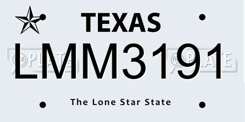 LMM3191 Texas License Plate