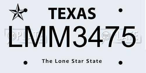 LMM3475 Texas License Plate