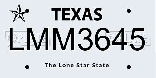 LMM3645 Texas License Plate