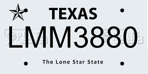 LMM3880 Texas License Plate