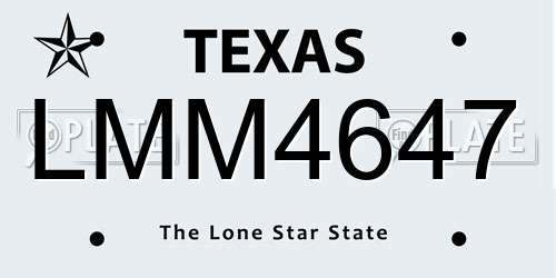 LMM4647 Texas License Plate