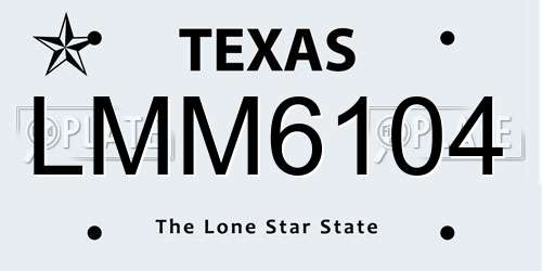LMM6104 Texas License Plate