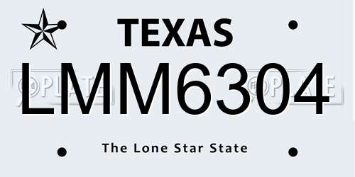 LMM6304 Texas License Plate