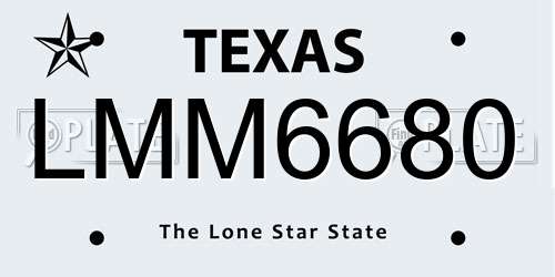 LMM6680 Texas License Plate