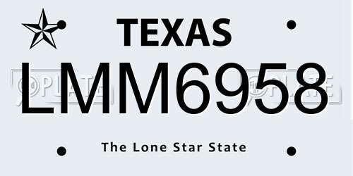 LMM6958 Texas License Plate