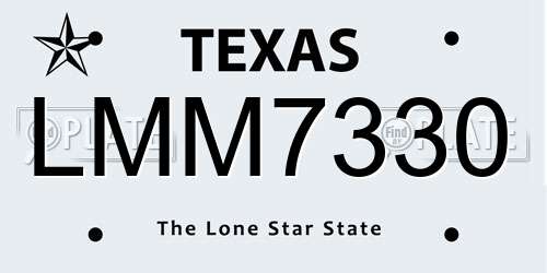 LMM7330 Texas License Plate