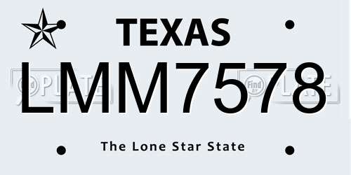 LMM7578 Texas License Plate