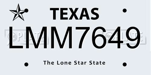 LMM7649 Texas License Plate
