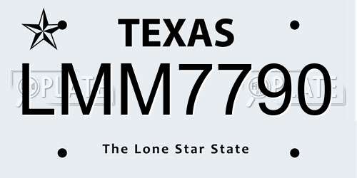 LMM7790 Texas License Plate