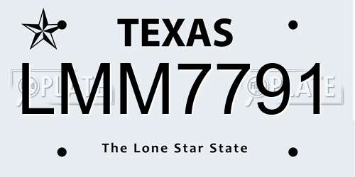 LMM7791 Texas License Plate