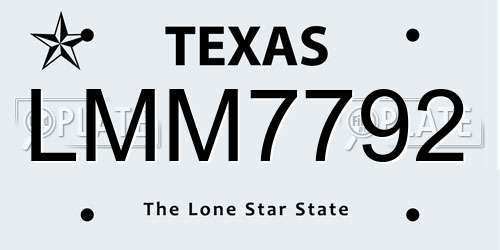 LMM7792 Texas License Plate
