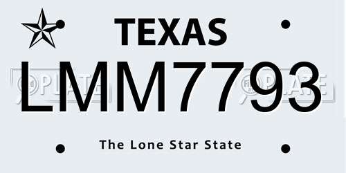 LMM7793 Texas License Plate
