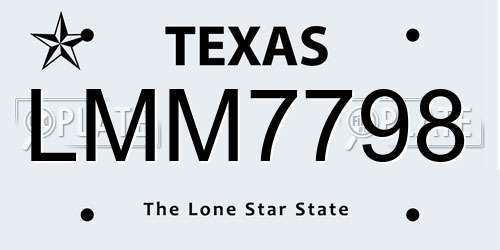 LMM7798 Texas License Plate
