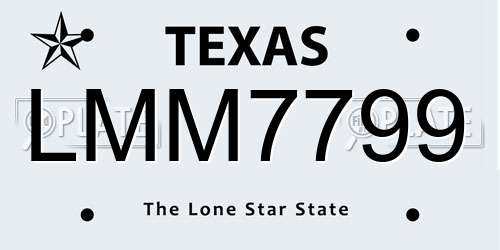 LMM7799 Texas License Plate