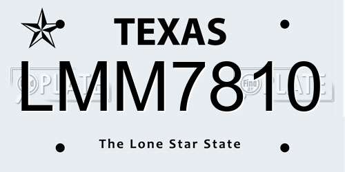LMM7810 Texas License Plate