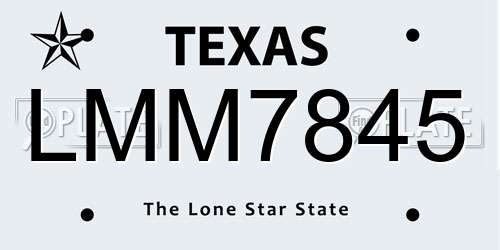 LMM7845 Texas License Plate