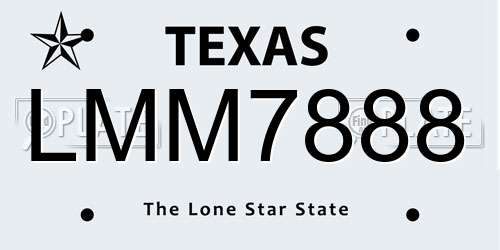 LMM7888 Texas License Plate