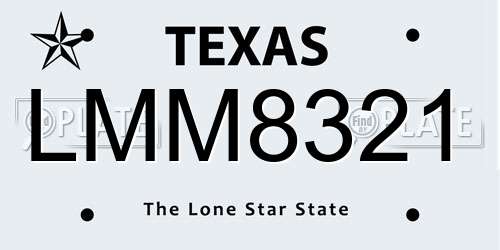 LMM8321 Texas License Plate
