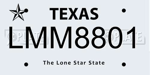 LMM8801 Texas License Plate
