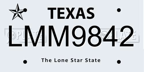 LMM9842 Texas License Plate