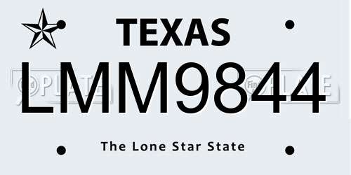LMM9844 Texas License Plate