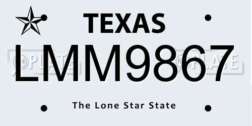 LMM9867 Texas License Plate