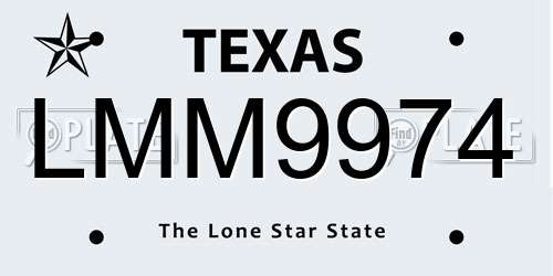 LMM9974 Texas License Plate