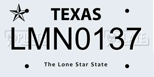 LMN0137 Texas License Plate