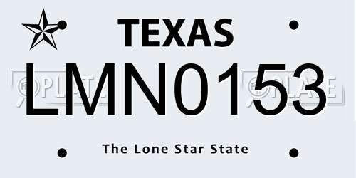 LMN0153 Texas License Plate