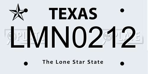 LMN0212 Texas License Plate
