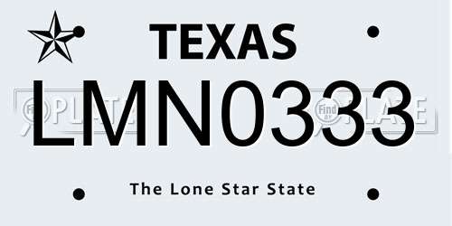 LMN0333 Texas License Plate