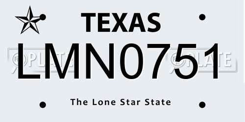 LMN0751 Texas License Plate