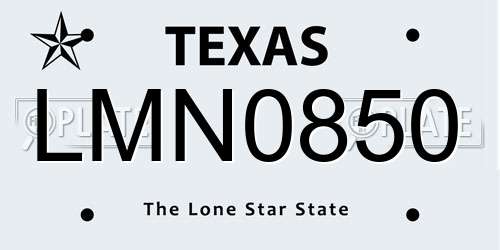 LMN0850 Texas License Plate
